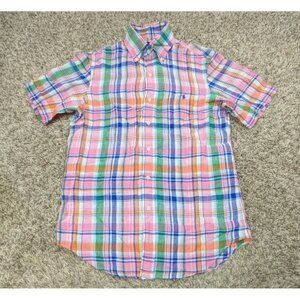 Ralph Lauren Shirt Mens Small 100% Linen Button Down Pony Preppy Short Sleeve